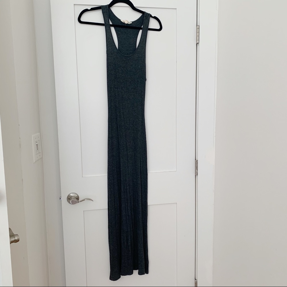 Pink Rose grey ribbed maxi dress